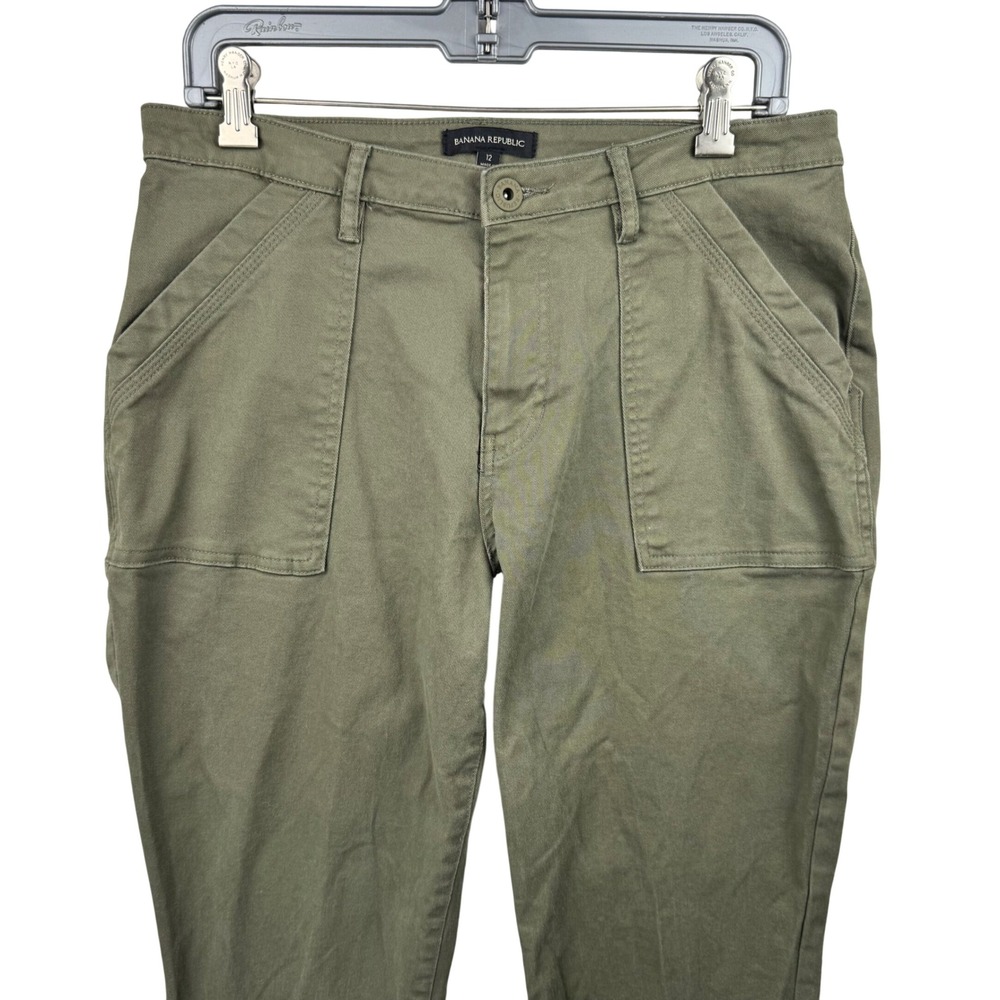 Banana Republic Utility Pants Womens 12 Olive Green‎ Cropped Tapered Cargo - Picture 4 of 12
